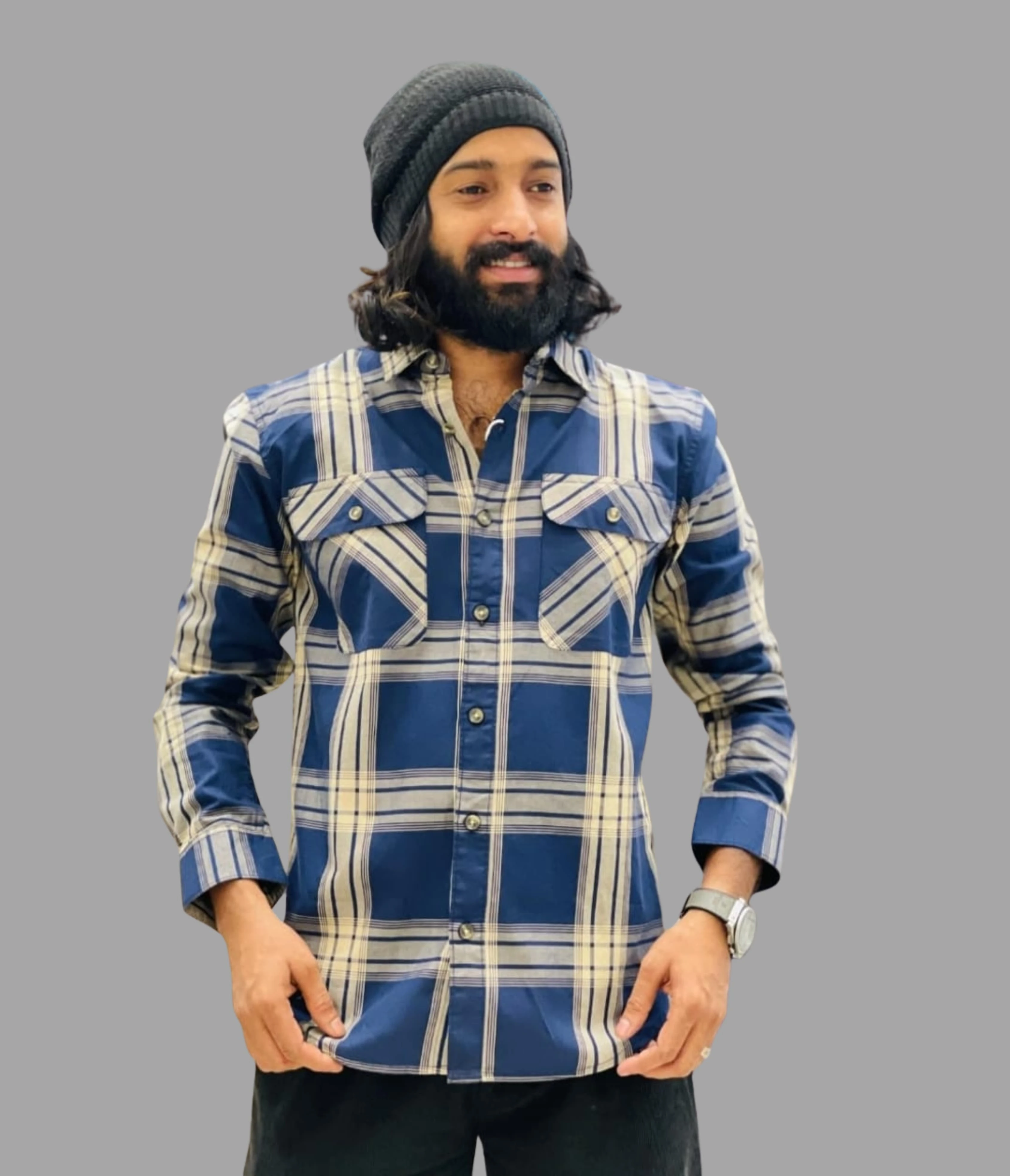 VINTAGE CHECK SHIRT  - BLUE