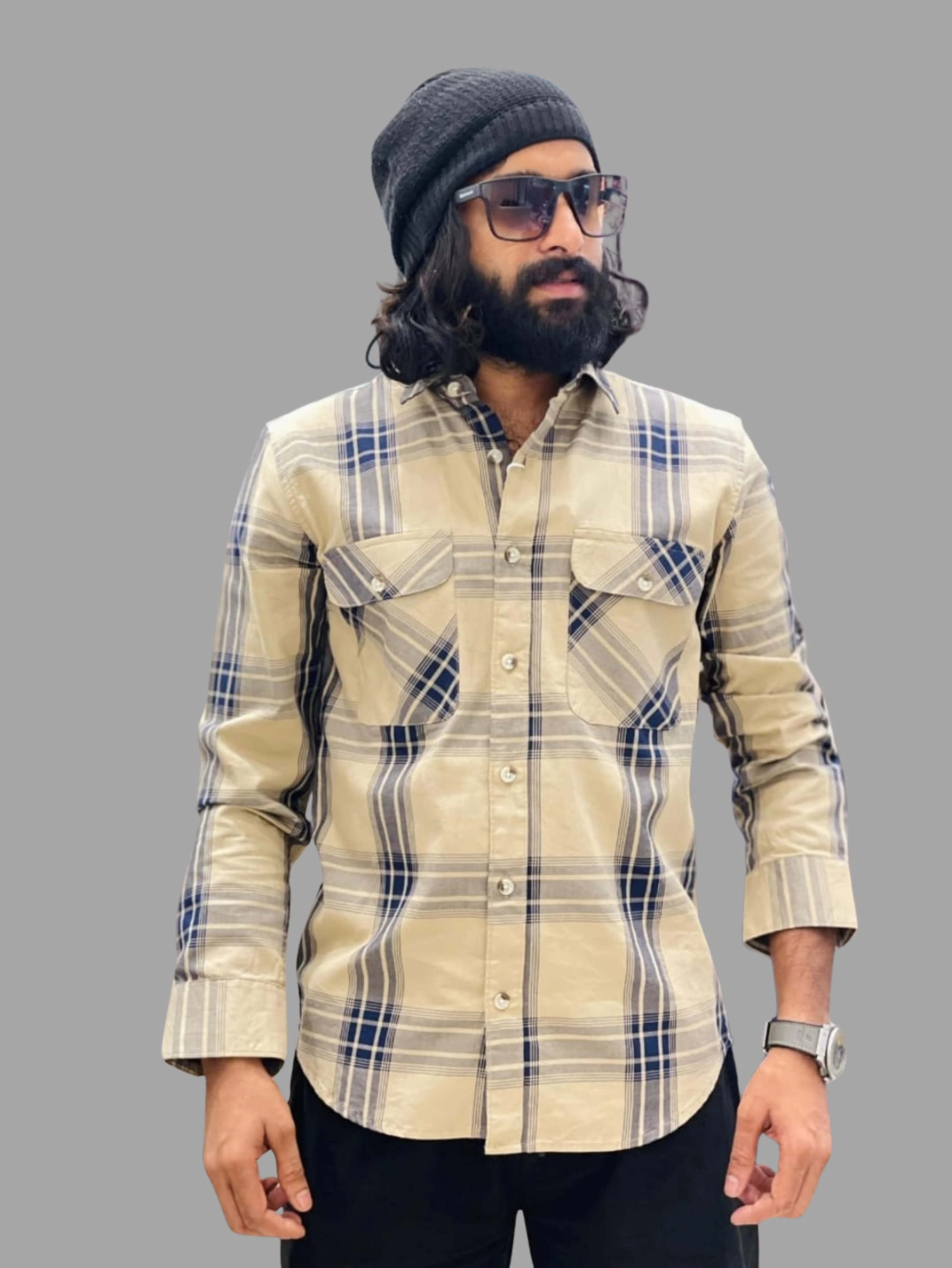 VINTAGE CHECK SHIRT  - BEIGE