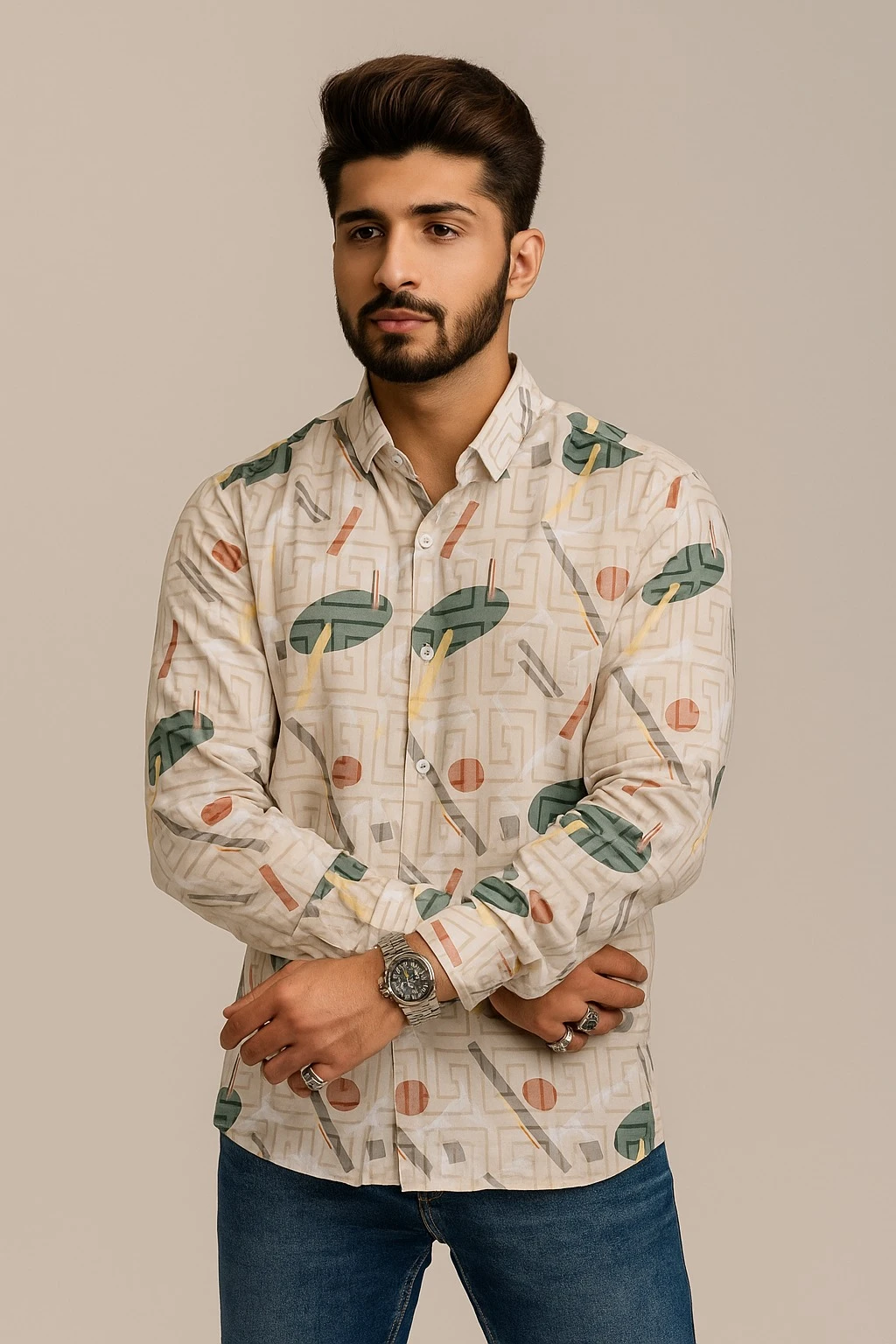 REGULAR FIT PAISLEY PRINT SHIRT - LIGHT  YELLOW