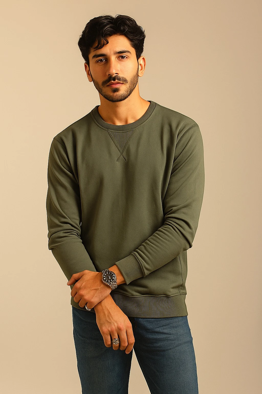 GRAPHIC PRINT SWEATSHIRT - OLIVE