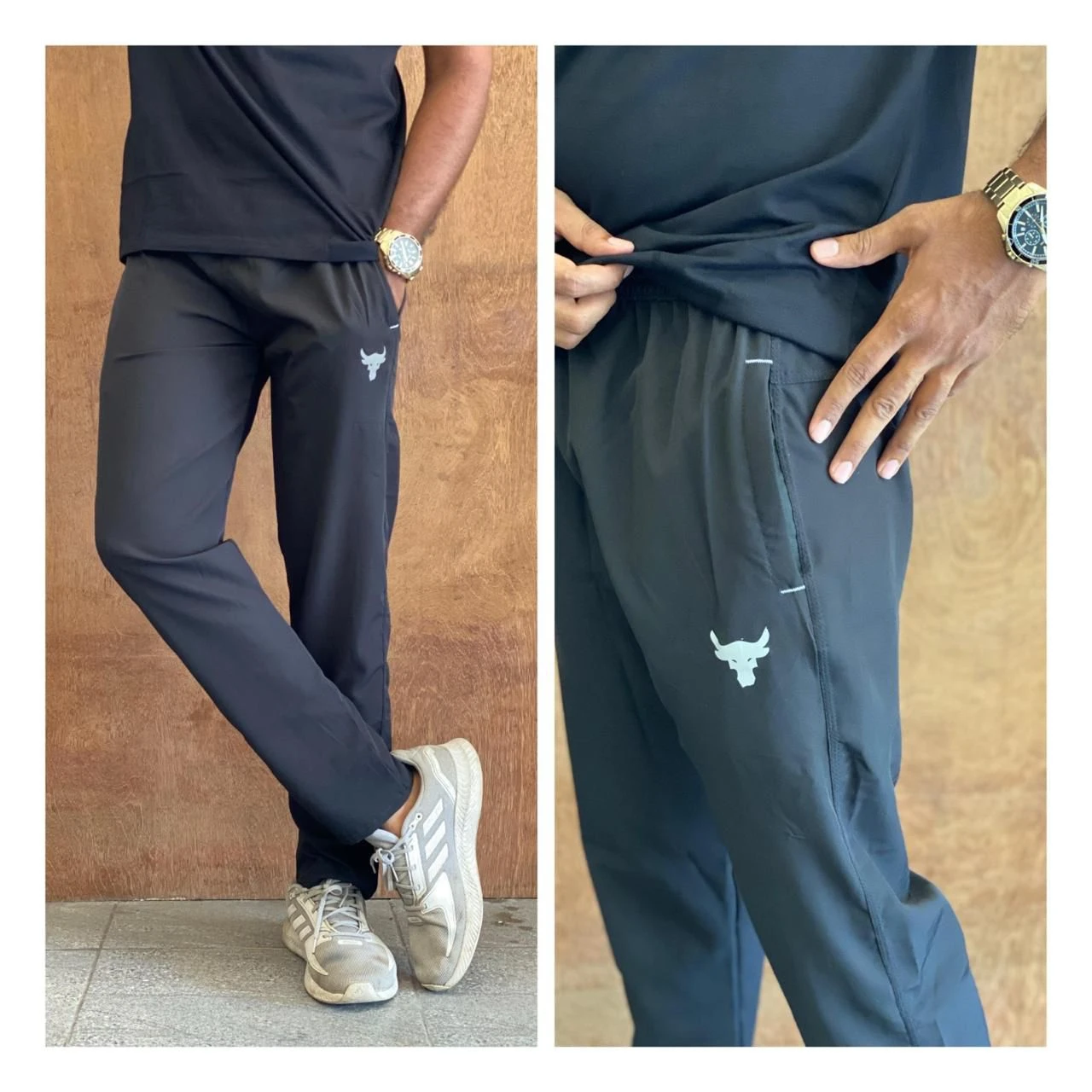 TAILORED FIT ZIPER STYLE TRACKPANT - BLACK