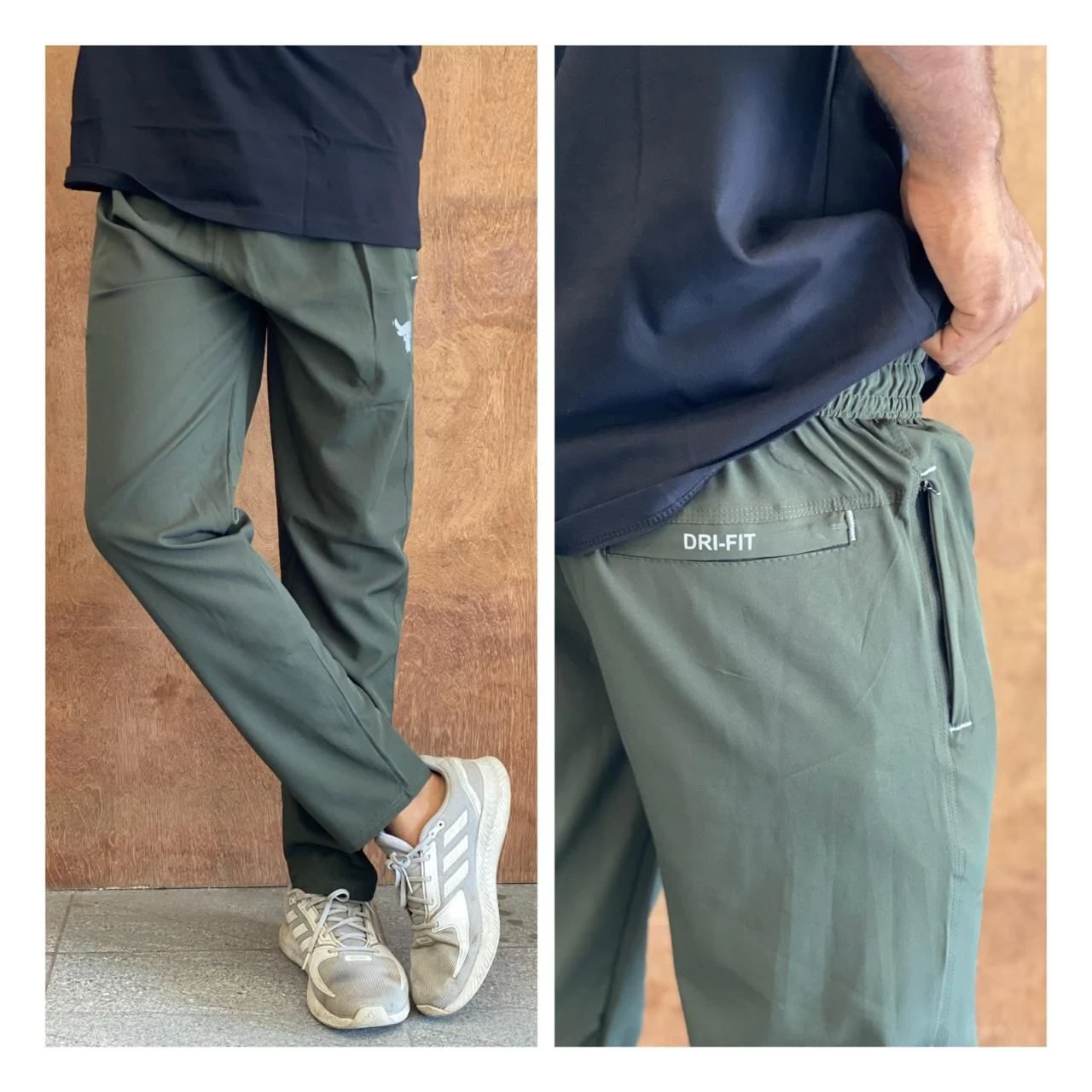TAILORED FIT ZIPER STYLE TRACKPANT - OLIVE