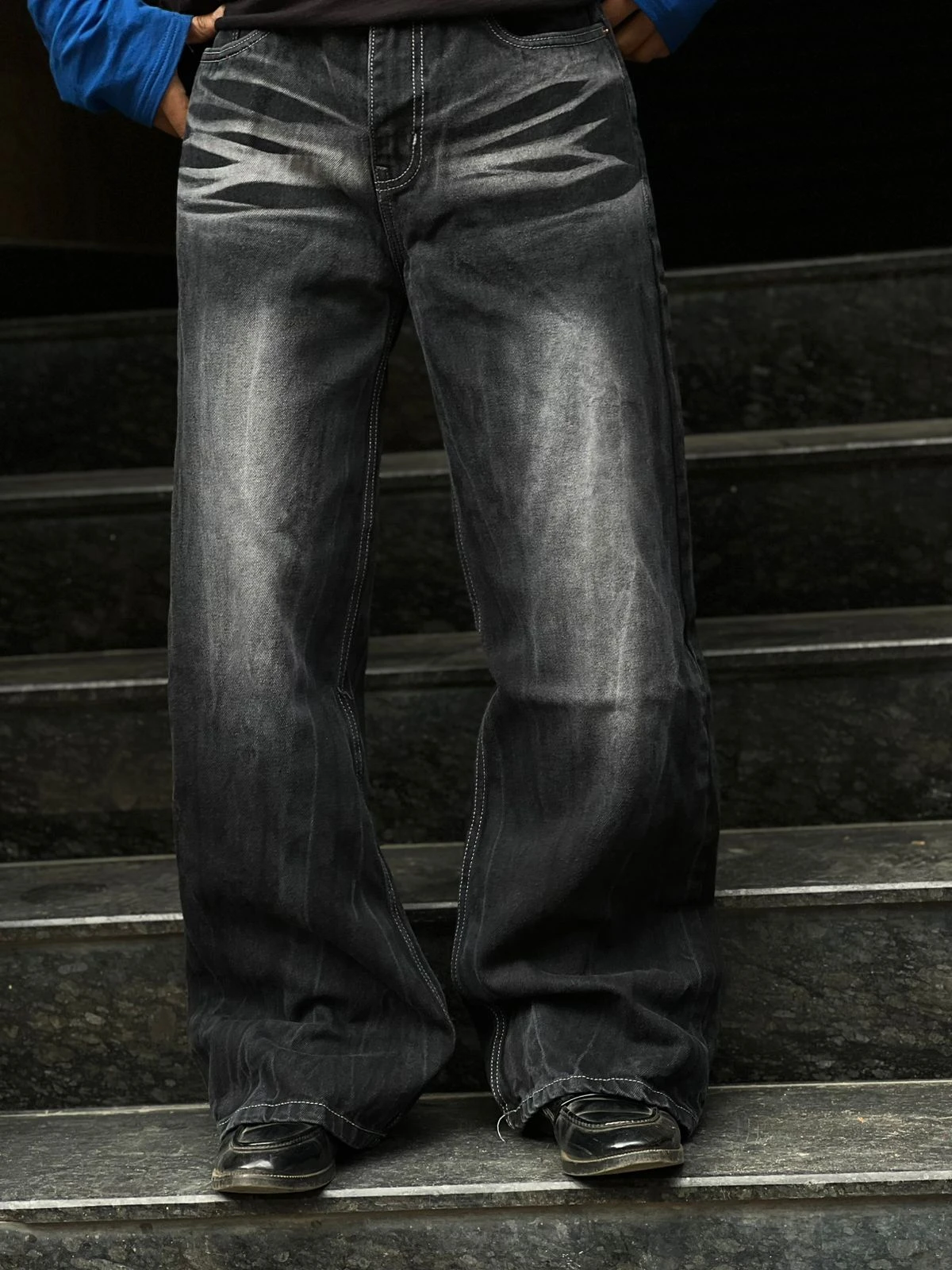 BAGGY FIT PLAIN JEANS CRUZ - BLACK