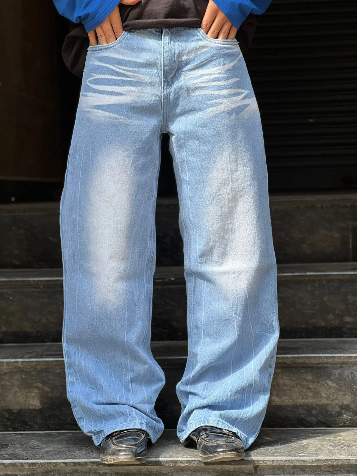 BAGGY FIT PLAIN JEANS VORT - LIGHT BLUE