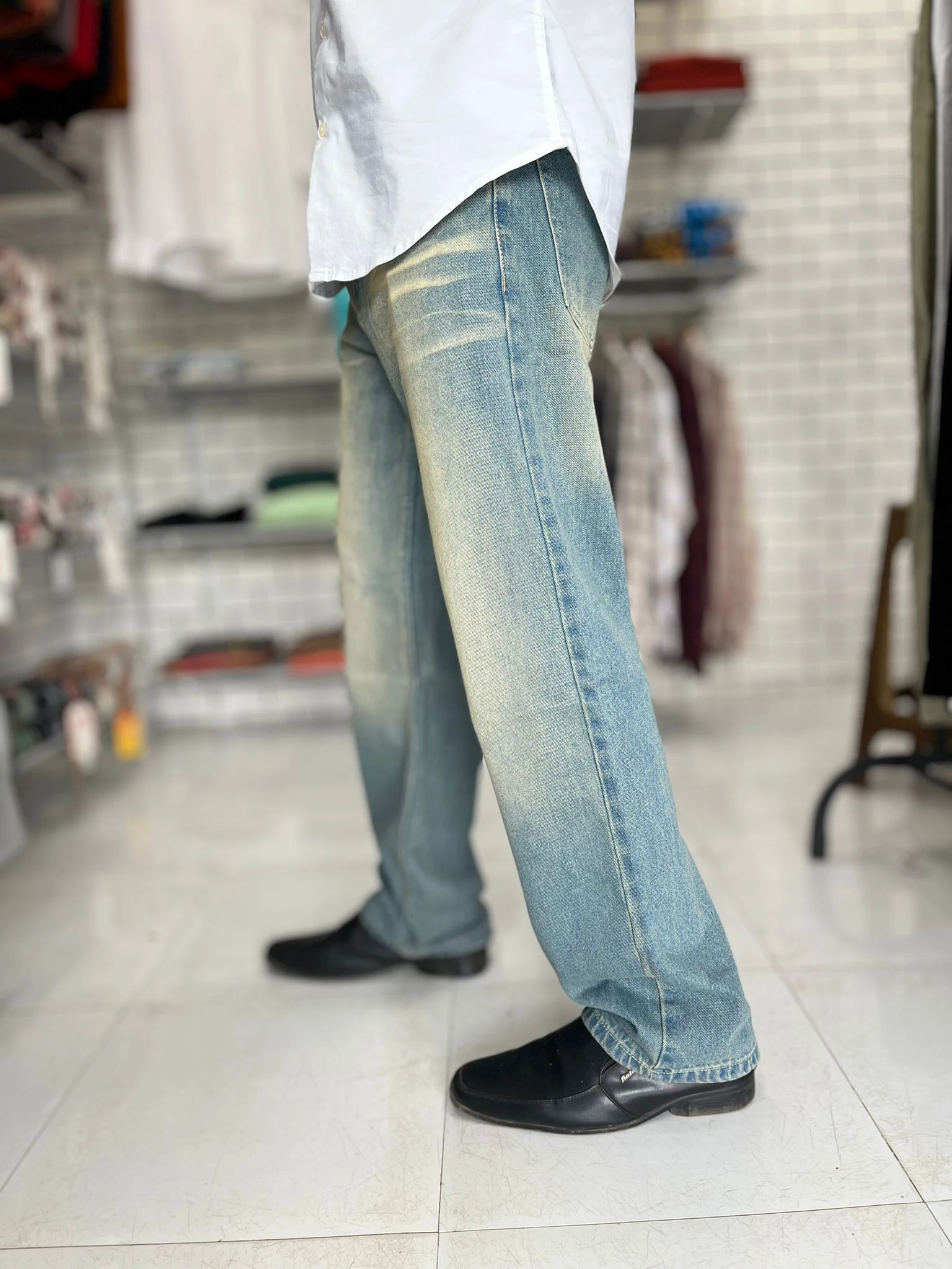 BAGGY FIT PLAIN JEANS AIR FORCE - BLUE