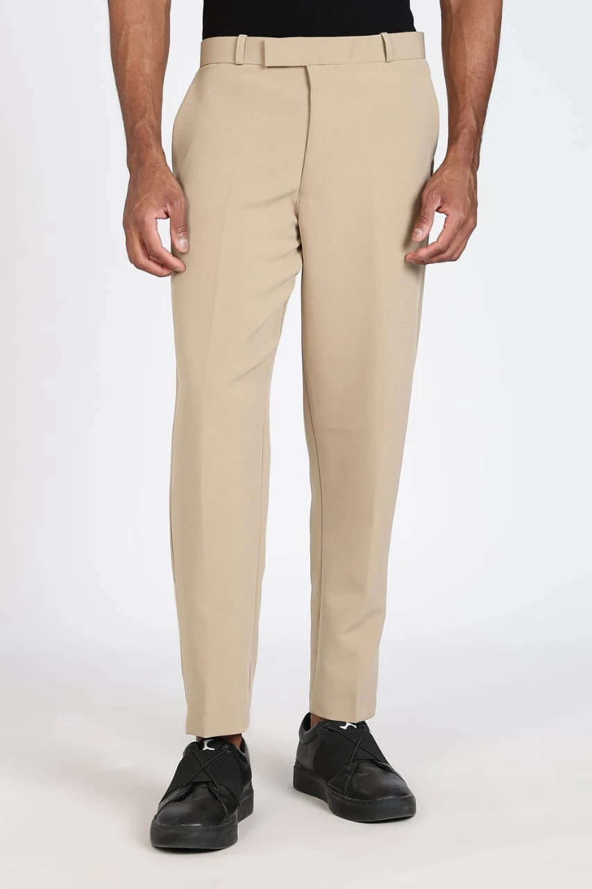 REGULAR FIT PLAIN STRETCH TROUSER LIGHT - BEIGE