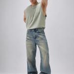 Vintage Washed Light Indigo Baggy Fit Jeans
