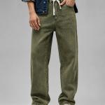 Vintage Olive Baggy Fit Drawstring Jeans