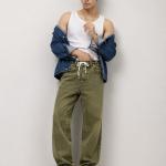 Vintage Olive Baggy Fit Drawstring Jeans