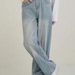 Light Ice Blue Vintage Wash Wide-Leg Baggy Jeans