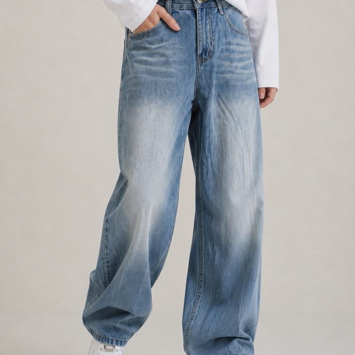 Light Blue Wide-Leg Baggy Jeans