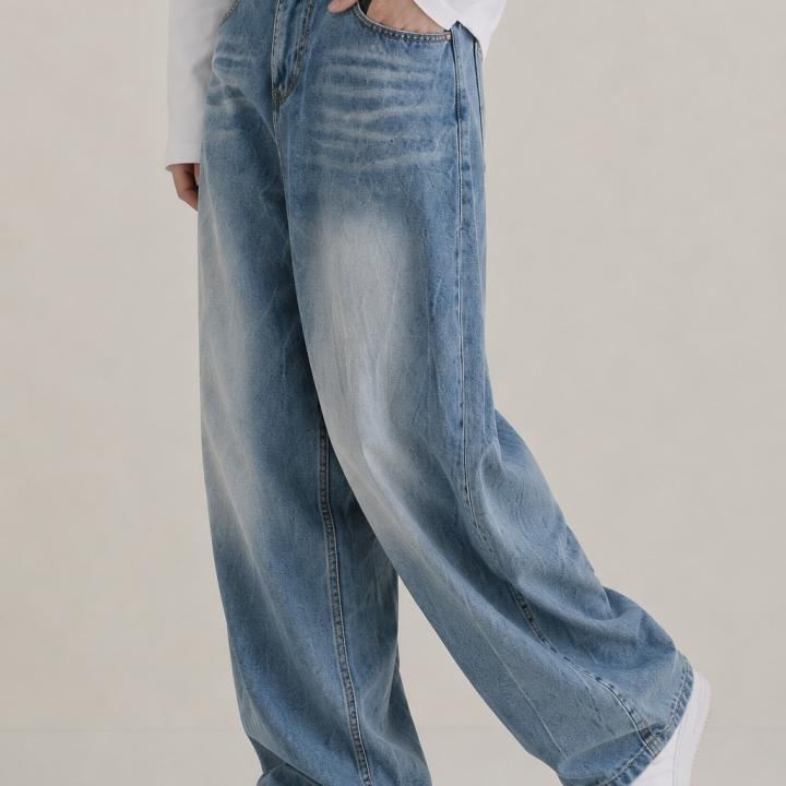 Light Blue Wide-Leg Baggy Jeans