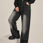 Black Vintage Washed Wide-Leg Baggy Jeans