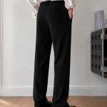 Black Straight-Fit Tailored Trouser
