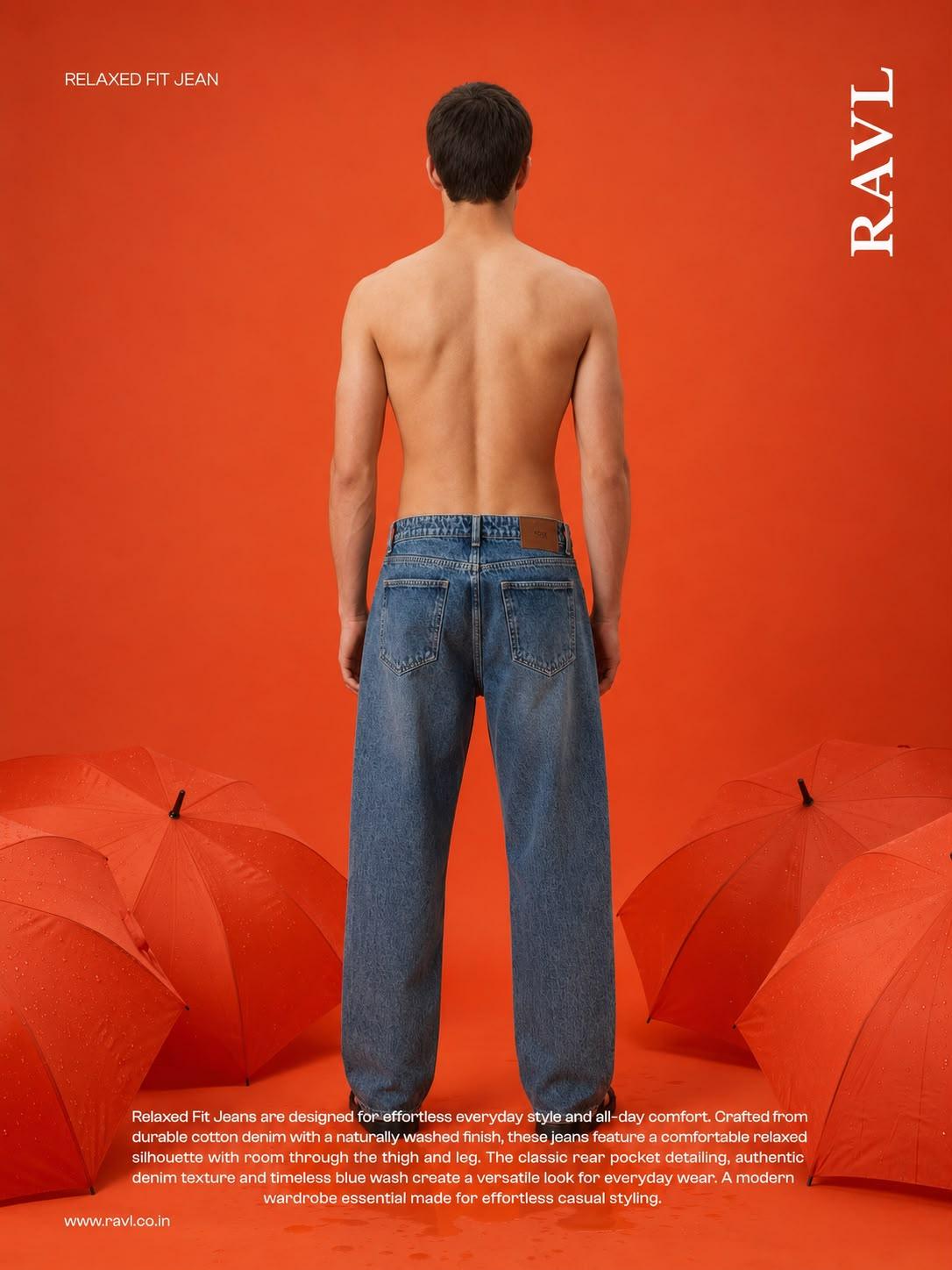 Mid Blue Washed Relaxed Fit Jeans