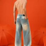 Light Blue Vintage Washed Wide-Leg Jeans