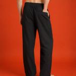 Black Relaxed Fit Linen Pants
