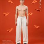 Half White Relaxed Fit Linen Pants