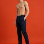 Navy Blue Tailored Fit Cotton Chinos