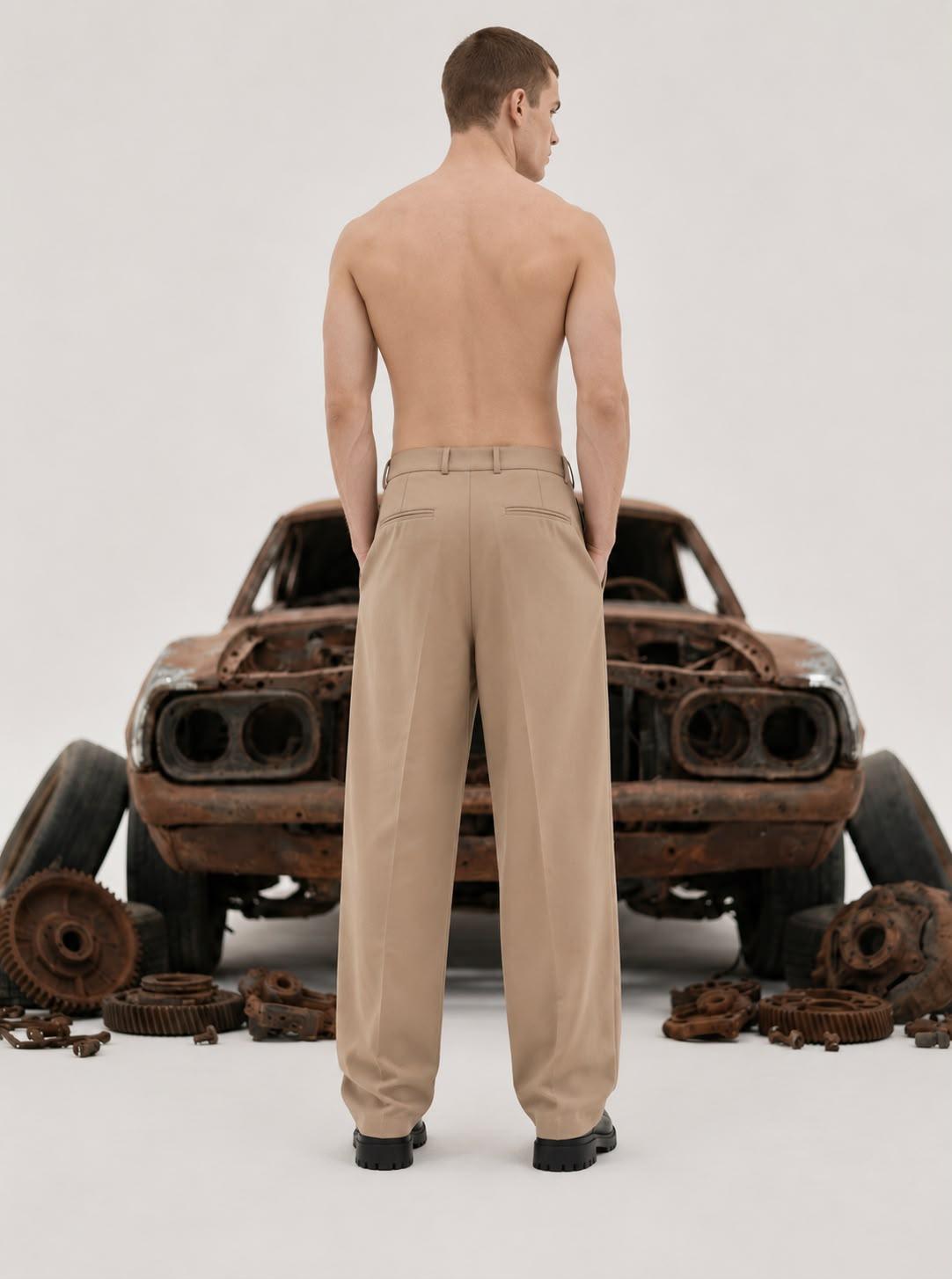 Camel Loose Fit Baggy Trousers