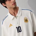 White Football-Inspired Oversized Half Sleeve Zip Polo T-Shirt