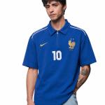 Royal Blue Football-Inspired Oversized Half Sleeve Zip Polo T-Shirt