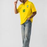 Yellow Football-Inspired Oversized  Half Sleeve Zip Polo T-Shirt