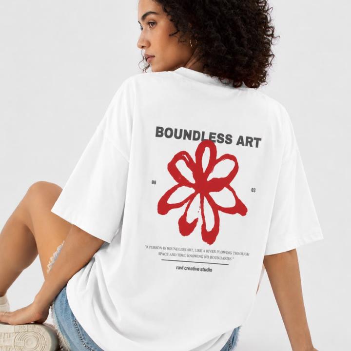 Boundless Art Flower oversized T-shirt White