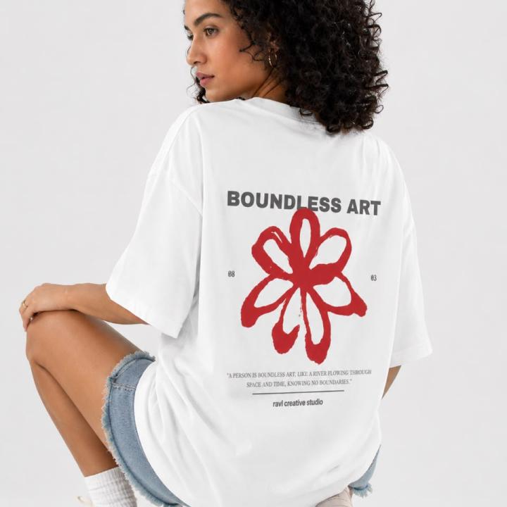 Boundless Art Flower oversized T-shirt White