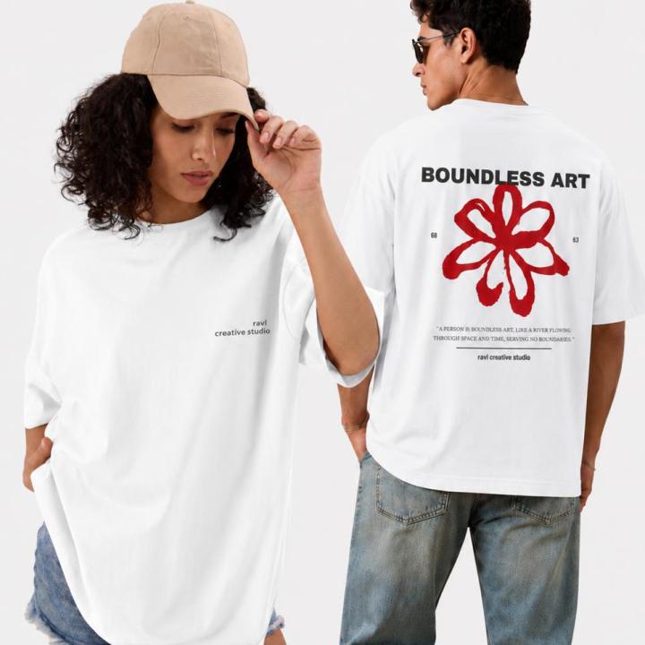 Boundless Art Flower oversized T-shirt White