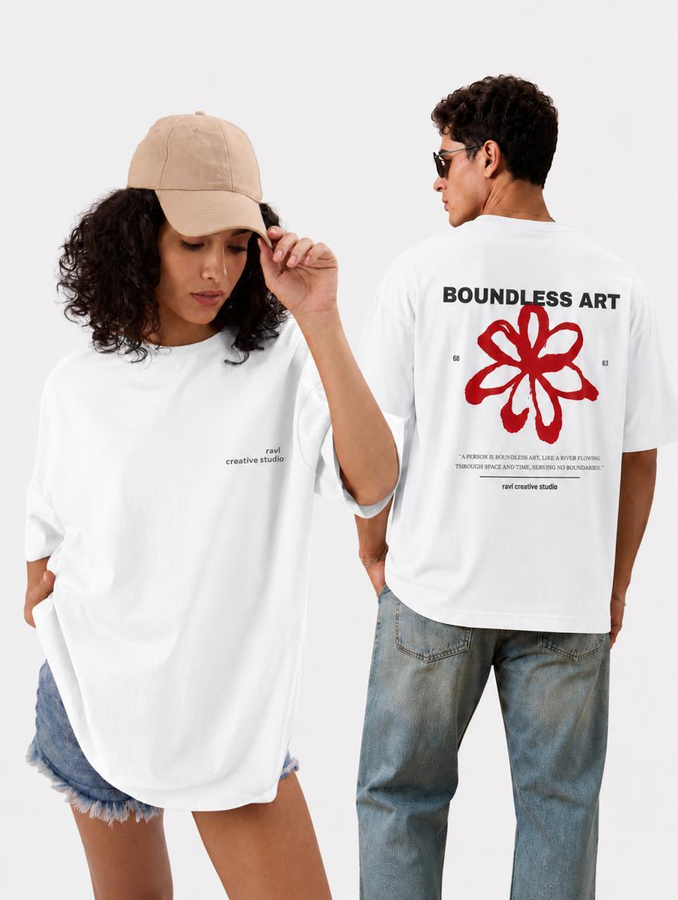 Boundless Art Flower oversized T-shirt White