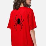 Oversized Spider Edge Red Graphic T-Shirt