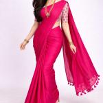 Premium Khadi Cotton Saree – with Kalamkari Blouse Elegance