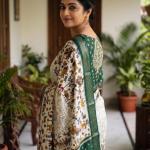 Heritage Grace: Kalamkari-Inspired Cotton Silk Saree in Elegant Green
