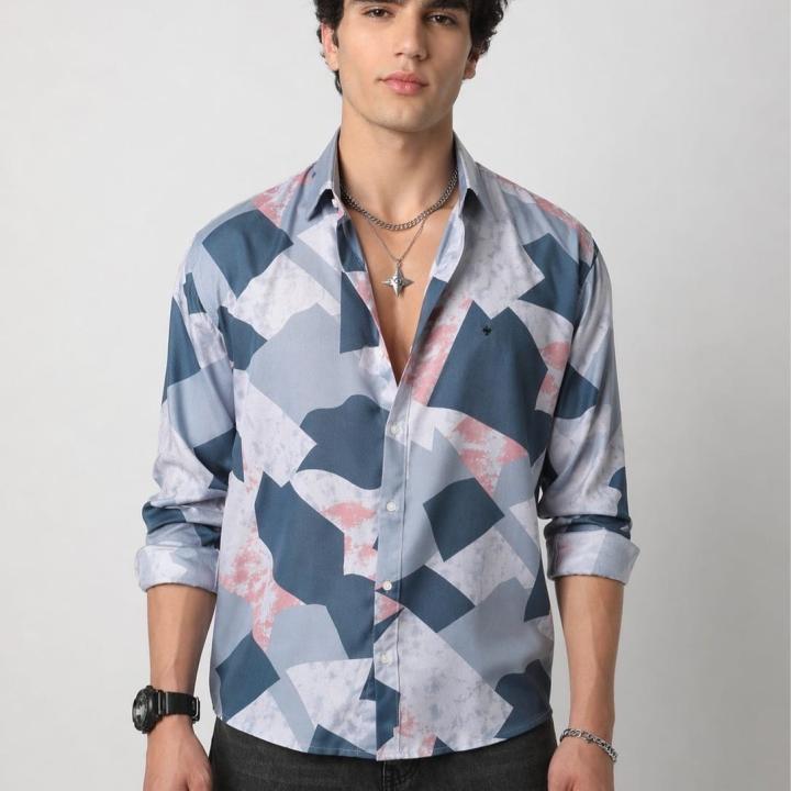 Abstract Geometric Print Shirt