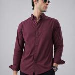 Classic Burgundy Wine Button-Down Shirt