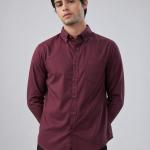 Classic Burgundy Wine Button-Down Shirt