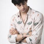 Beige Abstract Geometric Print Shirt