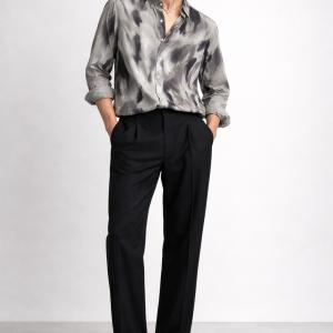 Abstract Print Shirt - Charcoal Black