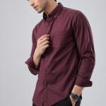 Classic Burgundy Wine Button-Down Shirt