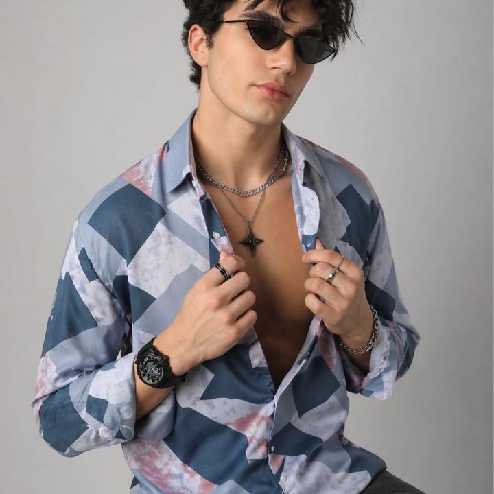 Abstract Geometric Print Shirt