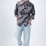 Monochrome Abstract Print Shirt - Button Down