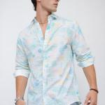 Mint Pastel Abstract Printed Shirt