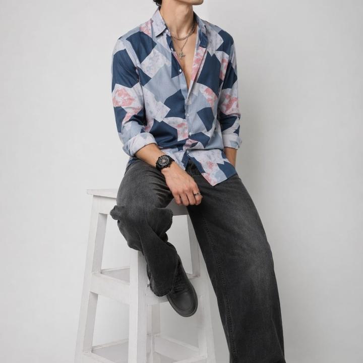 Abstract Geometric Print Shirt