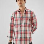 Coral Pink Chekerd Shirt - Oxford