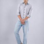 Light Grey Micro Dot Regular Fit Satin Shirt