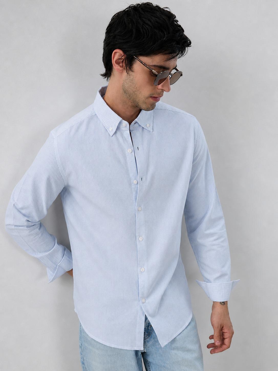 Light Blue Pinstripe  Shirt Button-Down
