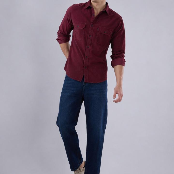 Burgundy Baby Corduroy Shirt - Dual Pocket