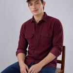 Burgundy Baby Corduroy Shirt - Dual Pocket