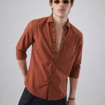 Rust Orange Micro Print Shirt